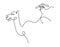 Silhouette of abstract camel with hand as line drawing