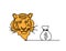 Silhouette of abstract color tiger with dollar as line drawing