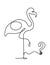 Silhouette of abstract flamingo and question mark as line drawing