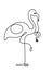 Silhouette of abstract flamingo and question mark as line drawing