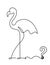 Silhouette of abstract flamingo and question mark as line drawing