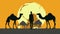 Silhouette Africa with camels