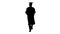 Silhouette African american male student in graduation robe text