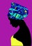 Silhouette of an African girl in a colored turban on her head