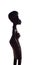 Silhouette of African Statue of Girl Knee Length Over White Background