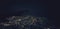 Silhouette of aircraft or airplane wing on dark sky with city light view of Bangkok, Thailand background at night.