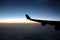Silhouette of airplane wing
