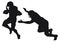 Silhouette of American Football Players Catching and Running