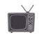 Silhouette of analogue retro TV with antenna, channel and signal selector. Vector illustration.