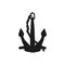 Silhouette of anchor with iron chain. Vector black white doodle sketch isolated illustration.