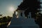 Silhouette of the ancient white shrine was proteced by the four