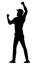 Silhouette of an Angry Male Protester with His Cap Fist in the air