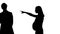 Silhouette of angry pregnant woman quarrelling with husband, hormonal changes