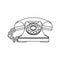 silhouette antique phone with auricular and cord