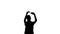 Silhouette of applauding woman on white background