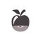 Silhouette apple icon. Whole apple with a slice and seed inside. Fruit with branch and leaf.