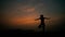 Silhouette Asia woman yoga on the beach