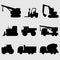 Silhouette assorted construction vehicle vector