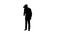 Silhouette Astonished young businessman wearing VR glasses. Concept of the future technology.