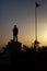 Silhouette of an Ataturk Statue and a Turkish flag