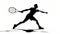 Silhouette of an athlete male tennis player