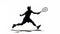 Silhouette of an athlete male tennis player