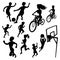 Silhouette athletes vector isolated images on a white background. Set of people involved in different kinds sports -