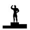Silhouette of athletic person standing on pedestal vector illustration.