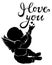 Silhouette baby angel with text I love you