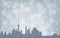 Silhouette background of Shanghai buildings with bokeh snow - Christmas concept
