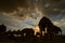 Silhouette of Bada Bagh or Barabagh, means Big Garden, is a garden complex in Jaisalmer, Rajasthan, India, for Royal cenotaphs of