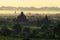 Silhouette of Bagan pagodas and temples at sunrise, Mandalay, My