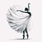 Silhouette of a ballerina in a white dress on a white background. Vector illustration,  ballet dance, generative ai
