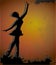 Silhouette of a ballet dancer on grunge background