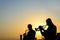 Silhouette of band playing the music