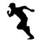 Silhouette of a baseball player running on white background. Base runner sprints down the line