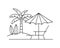 Silhouette of beach umbrella for summer striped icon