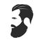 Silhouette of a bearded man, hipster style. Barber shop emblem.