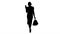Silhouette Beautiful attractive women looking in smartphone and holding shopping bags while walking.
