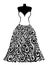 Silhouette of a beautiful dress with a floral elem