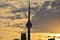 Silhouette of the beautiful skyline of the city of Toronto, Canada captured at sunset