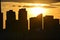 Silhouette of the beautiful skyline of the city of Toronto, Canada captured at sunset