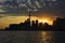 Silhouette of the beautiful skyline of the city of Toronto, Canada captured at sunset