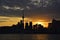 Silhouette of the beautiful skyline of the city of Toronto, Canada captured at sunset