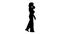 Silhouette Beautiful sporty african girl listening music in headphones while walking.