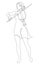 Silhouette of a beautiful woman with a violin in a modern continuous line style. Violinist girl, slender. Continuous line drawing,
