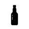 Silhouette Beer bottle with curly bottleneck. Outline icon of vintage shape glass beverage bottle. Black simple illustration. Flat