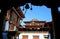 Silhouette of bell at Punakha Dzong, Bhutan