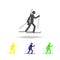 Silhouette biathlon athlete isolated multicolored icon. Winter sport games discipline. Symbol, signs can be used for web, logo, mo