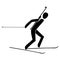 Silhouette biathlon athlete race skiing running. Winter sport pictogram icon